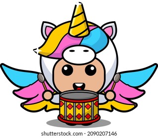 vector cartoon character animal mascot costume lovely cute cute drum musical instrument