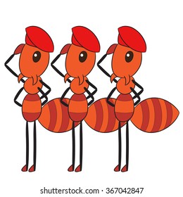 vector cartoon character ant army
