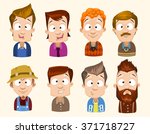 Vector cartoon character avatars collection of different male  lifestyles.Vector colorful illustrations in flat style.