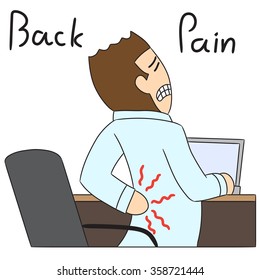 vector cartoon character back pain