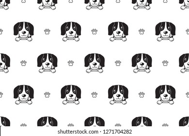 Vector cartoon character beagle dog seamless pattern for design.