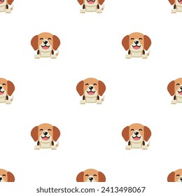 Vector cartoon character beagle dog seamless pattern background for design.