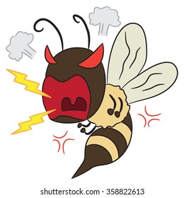 vector cartoon character bee angry
