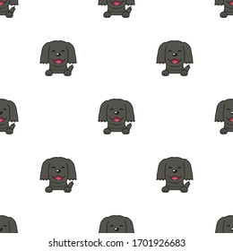 Vector cartoon character black dog seamless pattern background for design.