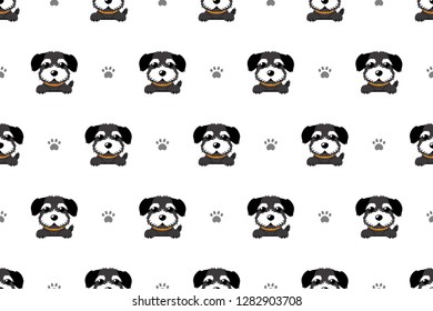 Vector cartoon character black norfolk terrier dog seamless pattern for design.