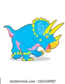 Vector cartoon character blue  triceratops