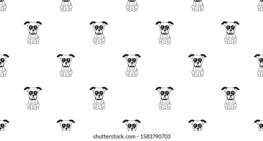 Vector cartoon character boxer dog seamless pattern background for design.