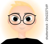 Vector cartoon character. Boy blond in glasses. Concept of people and their emotions. Element for your design.