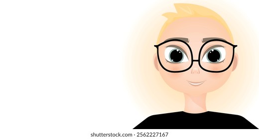 Vector cartoon character. Boy blond in glasses. Concept of people and their emotions. Element for your design.