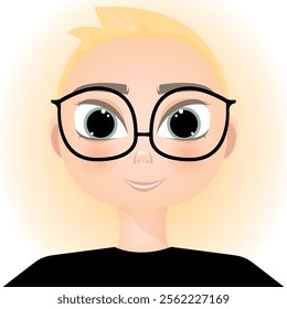 Vector cartoon character. Boy blond in glasses. Concept of people and their emotions. Element for your design.