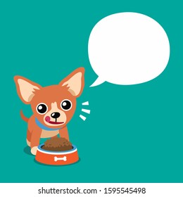 Vector cartoon character brown chihuahua dog and white speech bubble for design.