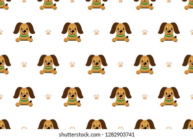 Vector cartoon character brown dog seamless pattern background for design.