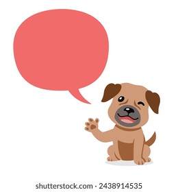 Vector cartoon character brown dog with speech bubble for design.