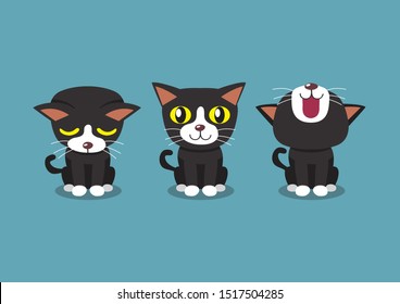 Vector cartoon character cat poses for design.