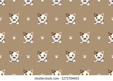 Vector cartoon character cat seamless pattern for design.
