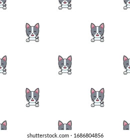 Vector cartoon character cat seamless pattern background for design.