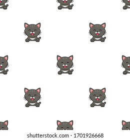 Vector cartoon character cat seamless pattern background for design.