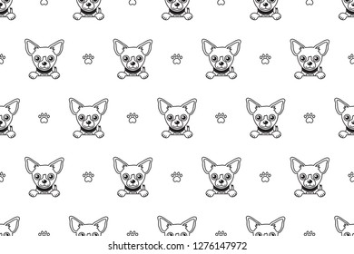 Vector cartoon character chihuahua dog seamless pattern for design.