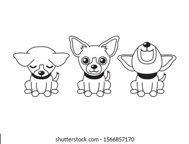 Vector cartoon character chihuahua dog poses for design.