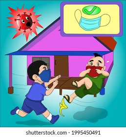 vector cartoon character for children "remember to always wear a mask"