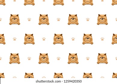 Vector cartoon character chow chow dog seamless pattern for design.