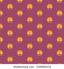 Vector cartoon character chow chow dog seamless pattern for design.
