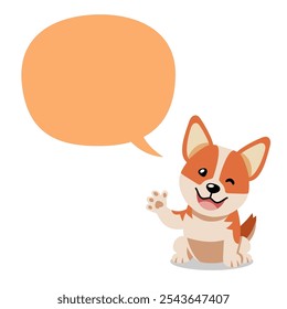 Vector personaje de dibujos animados Corgi perro con burbuja de discurso para el diseño.