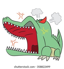 vector cartoon character crocodile angry
