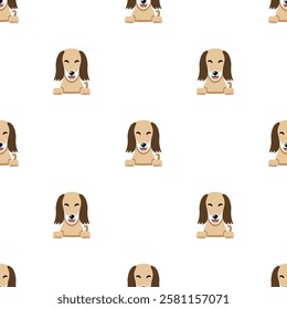 Vector cartoon character cute afghan hound dog seamless pattern background for design.