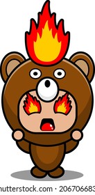 vector cartoon character cute bear animal mascot costume with angry expression
