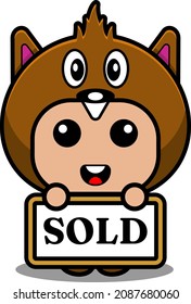 vector cartoon character cute beaver animal mascot costume board soldout