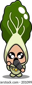 personaje de dibujos animados vectoriales del canto de una mascota de bok choy