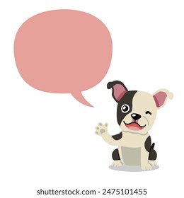 Vector cartoon character cute boston terrier dog with speech bubble