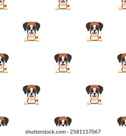 Vector cartoon character cute boxer dog seamless pattern background for design.