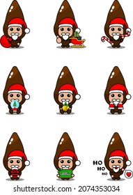 vector cartoon character cute cassava vegetable mascot costume set christmas bundle