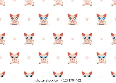 Vector cartoon character cute cat seamless pattern for design.