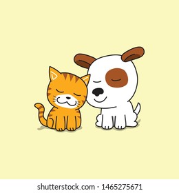 Vector cartoon character cute cat and dog for design.