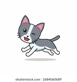 Gato lindo del carácter de la historieta del Vector que corre para el diseño.