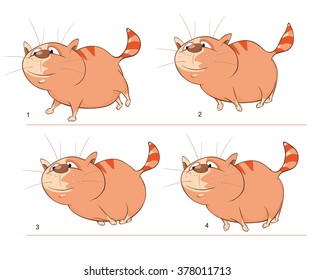 Vector Cartoon Character Cute Cat for a Computer Game. Storyboard