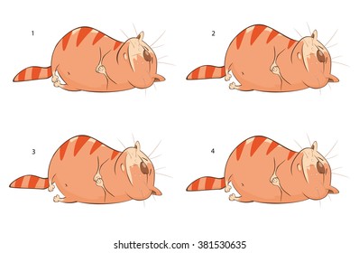 Vector Cartoon Character Cute Cat for a Computer Game. Storyboard