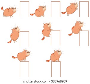 Vector Cartoon Character Cute Cat for a Computer Game. Storyboard