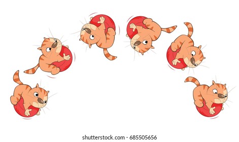 Vector Cartoon Character Cute Cat for a Computer Game. Storyboard