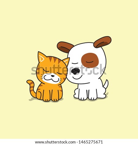 Vector cartoon character cute cat and dog for design.