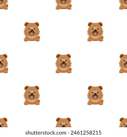 Vector cartoon character cute chow chow dog seamless pattern background for design.