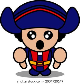 Vektor Cartoon Charakter süße Columbus Maskottüm mit beiden Daumen nach unten. geeignet für den Einsatz am Tag des Kolombus