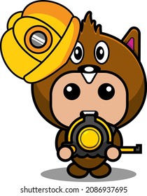 vector cartoon character cute construction beaver animal mascot costume holding meter tool