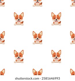 Vector cartoon character cute corgi dog seamless pattern background