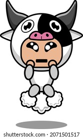 vector cartoon character cute cow fart rocket animal mascot costume