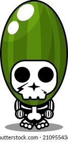vector cartoon character cute cucumber vegetable skull human mascot costume