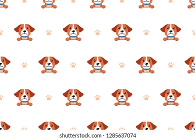 Vector cartoon character cute dog seamless pattern background for design.